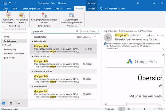 Outlook CSV-Export aller E-Mails